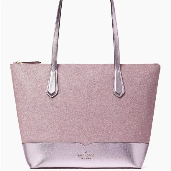 KATE SPADE NEW YORK LOLA GLITTER TOTE ROSE PINK - Picture 4 of 12